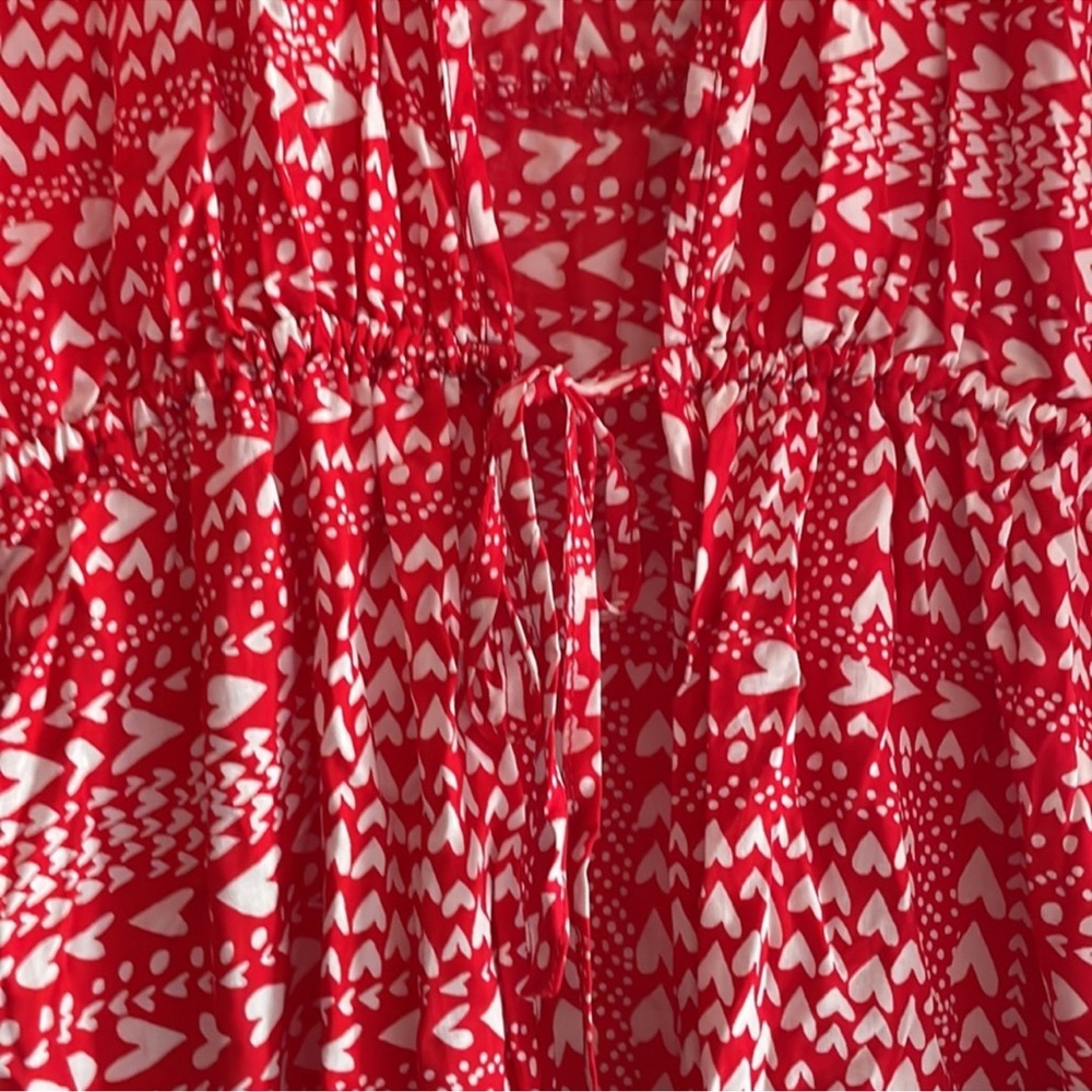 VICTORIA'S SECRET RED & WHITE HEART PRINT KIMONO ROBE - Picture 6 of 9